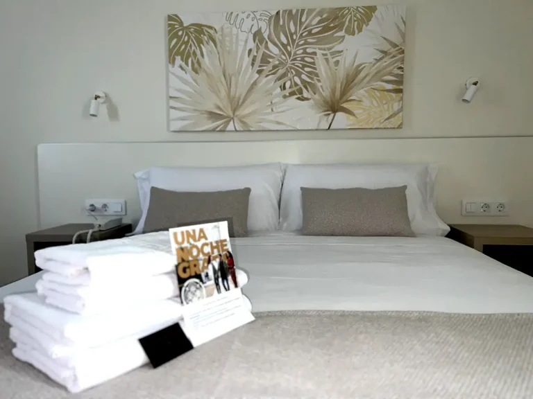 Detalle Habitación doble estándar Le Petit Palu Las Palmas con toallas spbre la cama